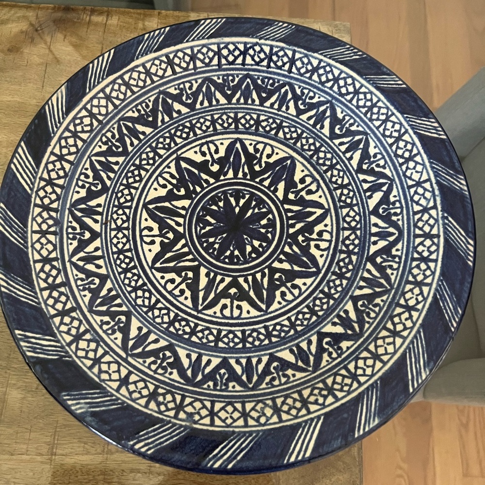 - Moroccan Safi Wal Plate Bowl Handmade Painted Ceramics Pottery blue